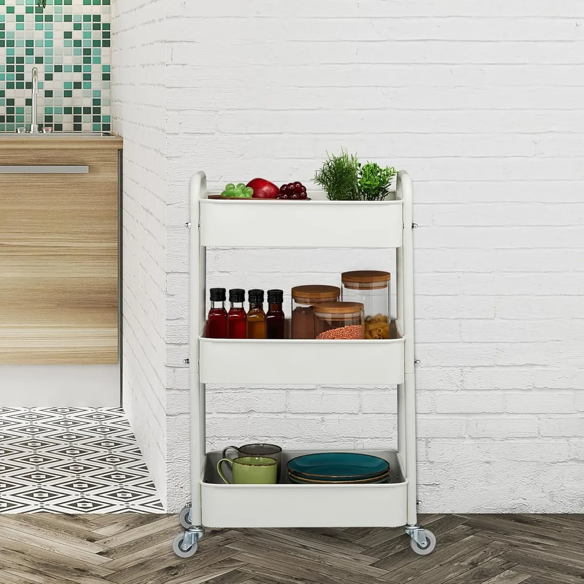 Rolling Cart 3 Tiers Serving Trolley Utilities - Image 4