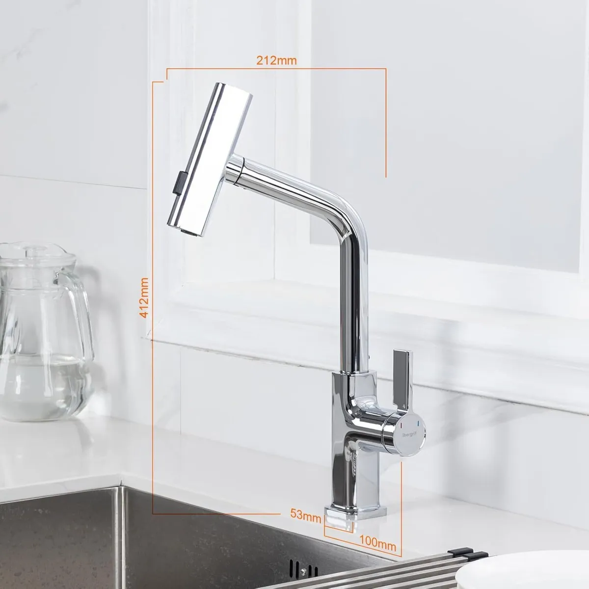 Kitchen Tap with Pull Out Spray 15.75 in/40 cm 3 - Image 2