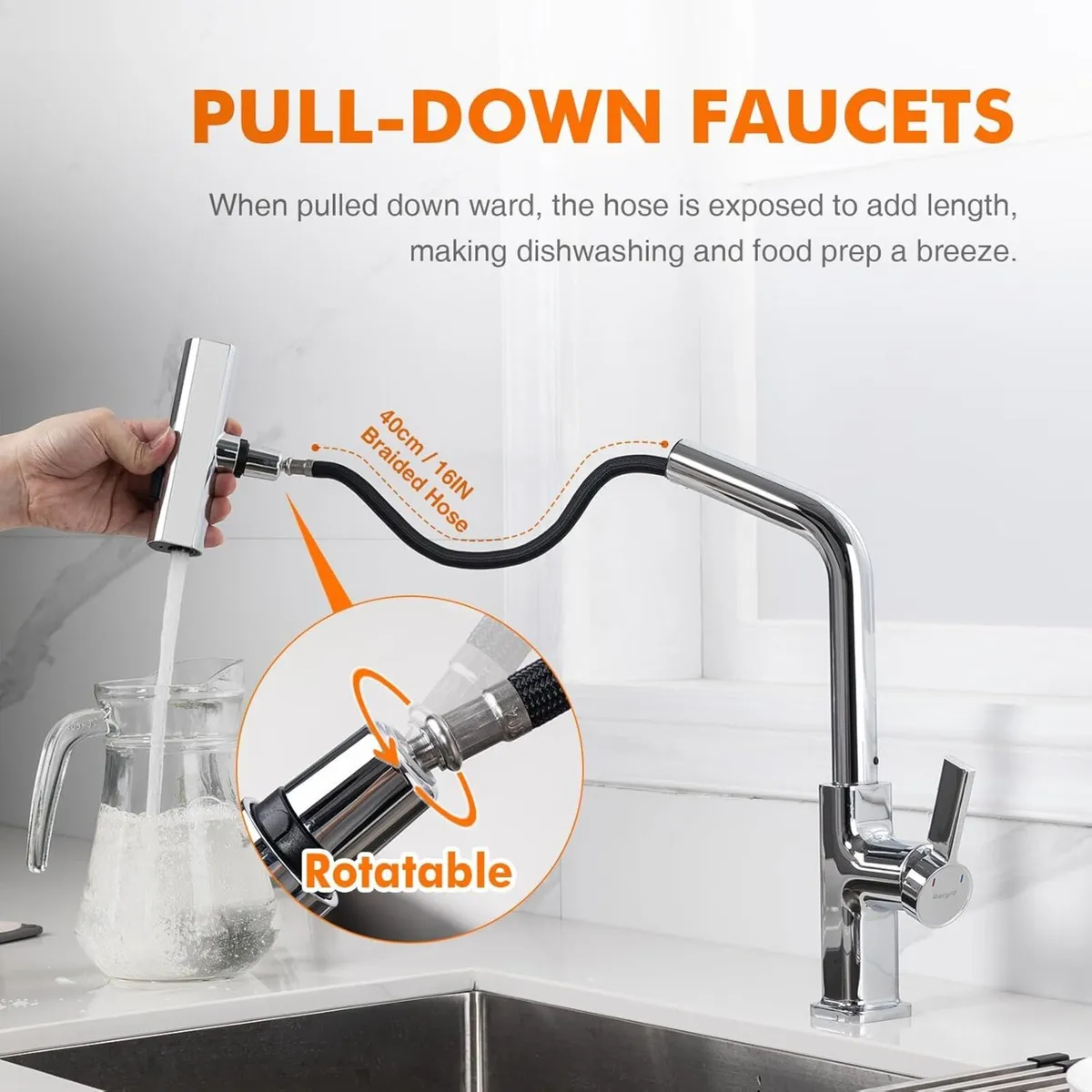 Kitchen Tap with Pull Out Spray 15.75 in/40 cm 3 - Image 3