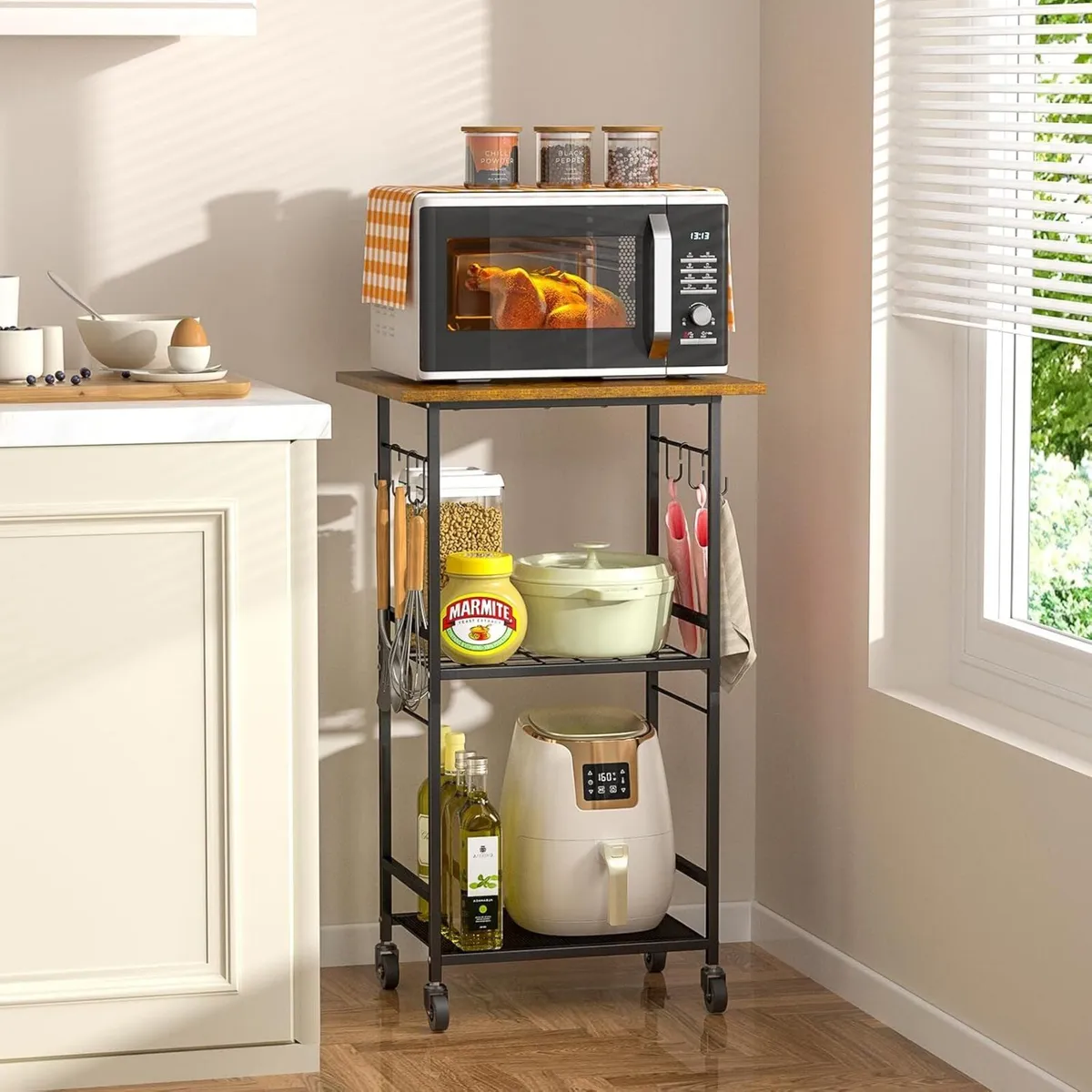 Rolling Kitchen Microwave Cart 3 Tier Table Stand - Image 1
