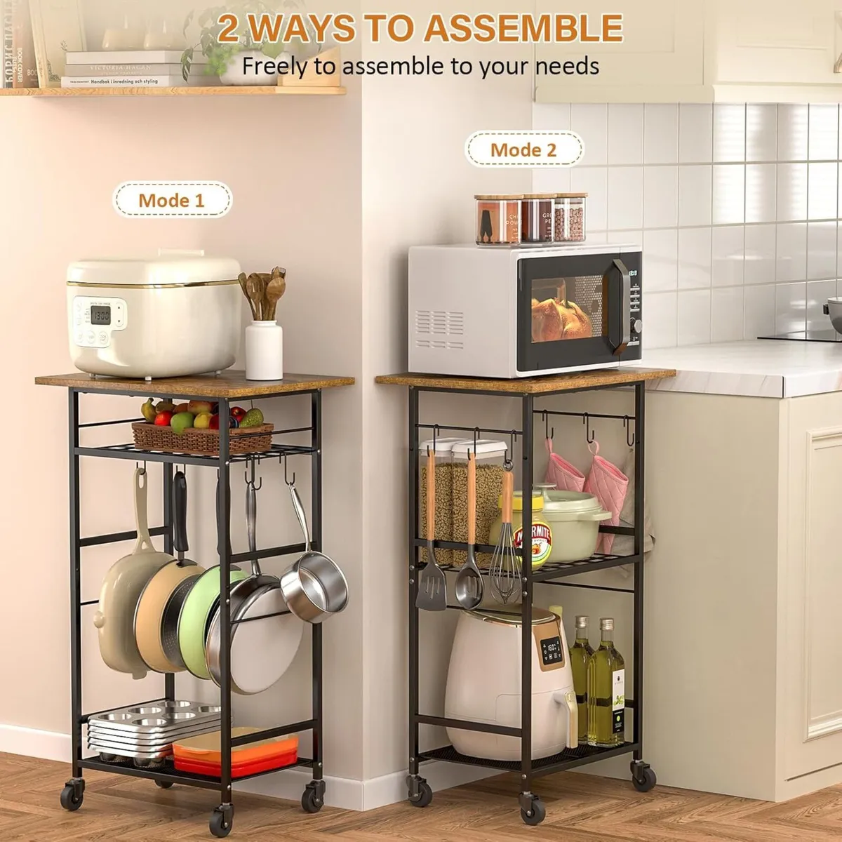 Rolling Kitchen Microwave Cart 3 Tier Table Stand - Image 3