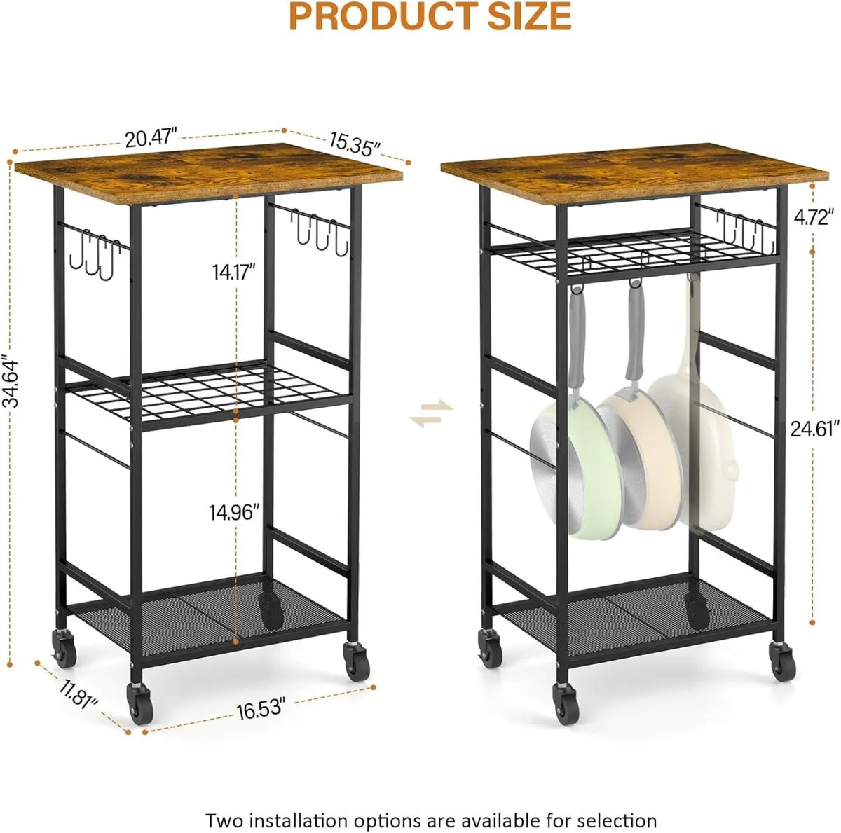 Rolling Kitchen Microwave Cart 3 Tier Table Stand - Image 2