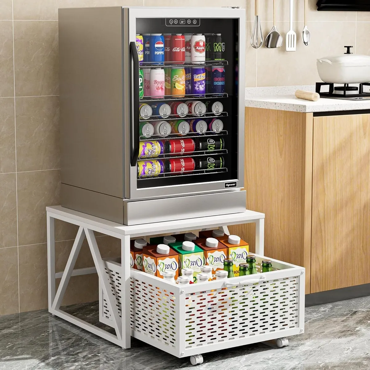 Mini Fridge Stand with Storage Heavy Duty Cart - Image 1