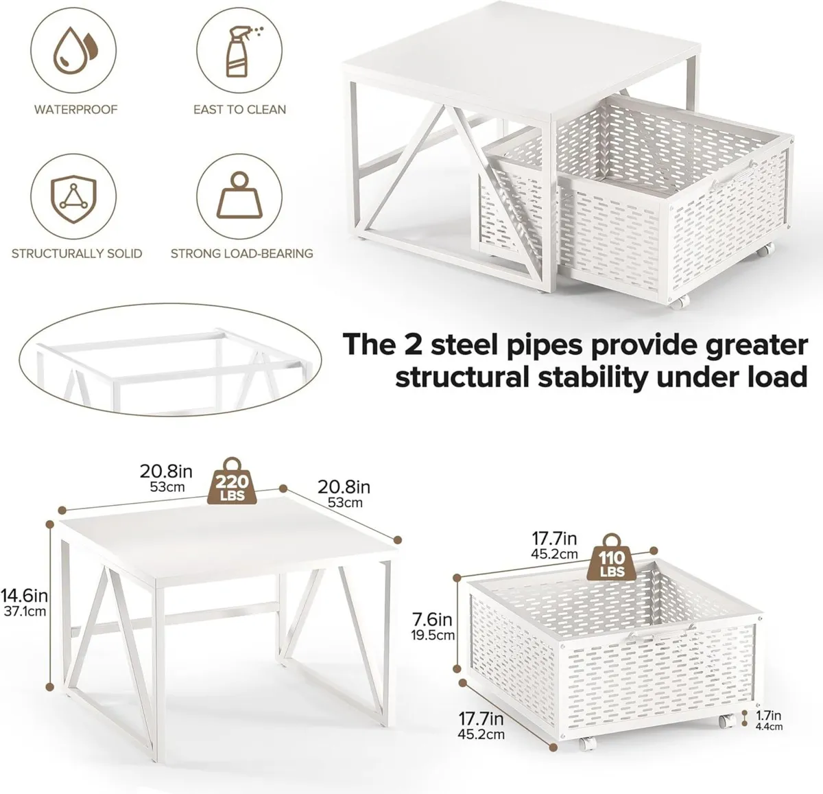 Mini Fridge Stand with Storage Heavy Duty Cart - Image 2