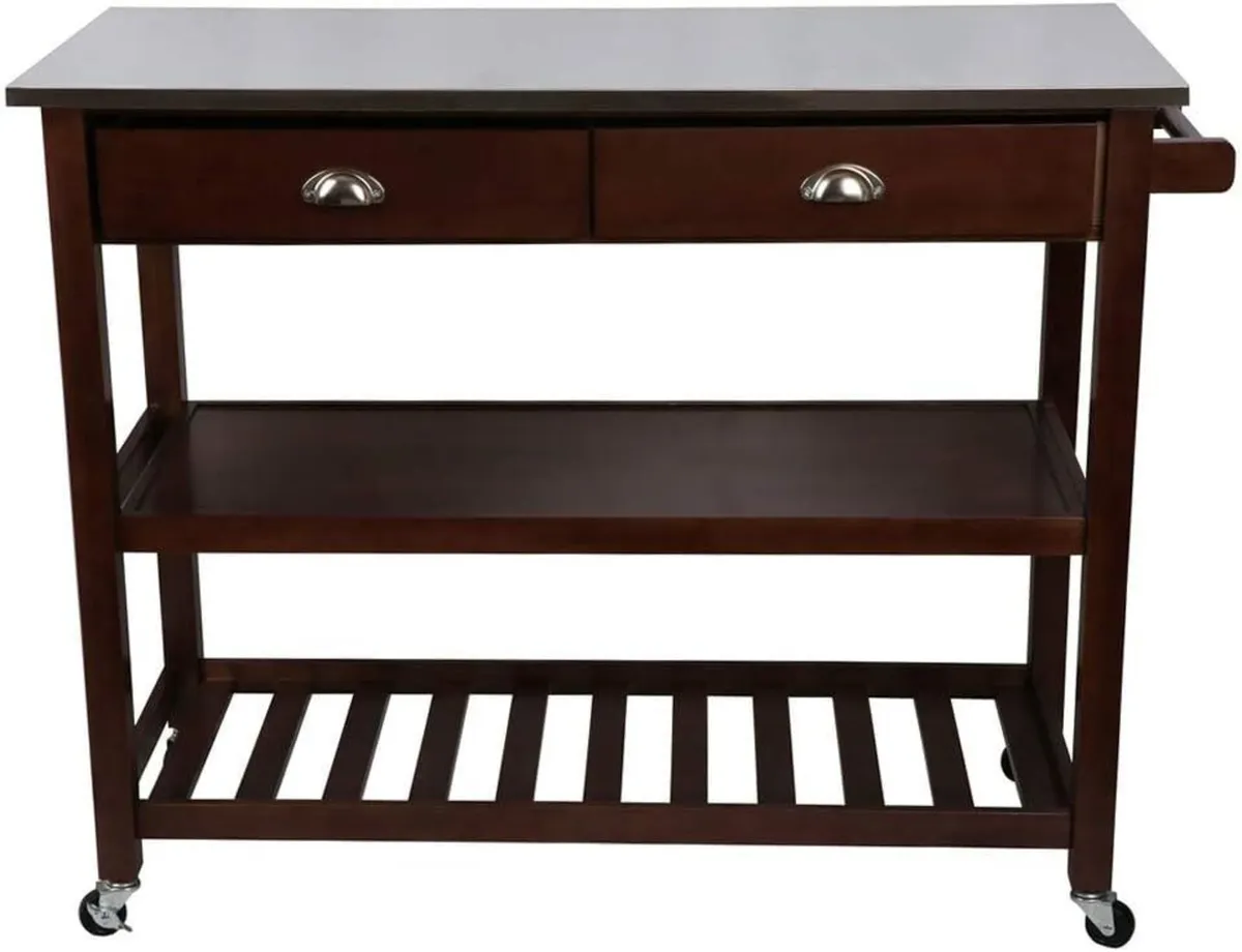 Kitchen Island Rolling Utility Trolley Cart with - Image 3