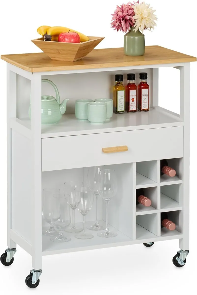 Kitchen Island Cart Wine Rack for 6 Bottles 2 - Image 1