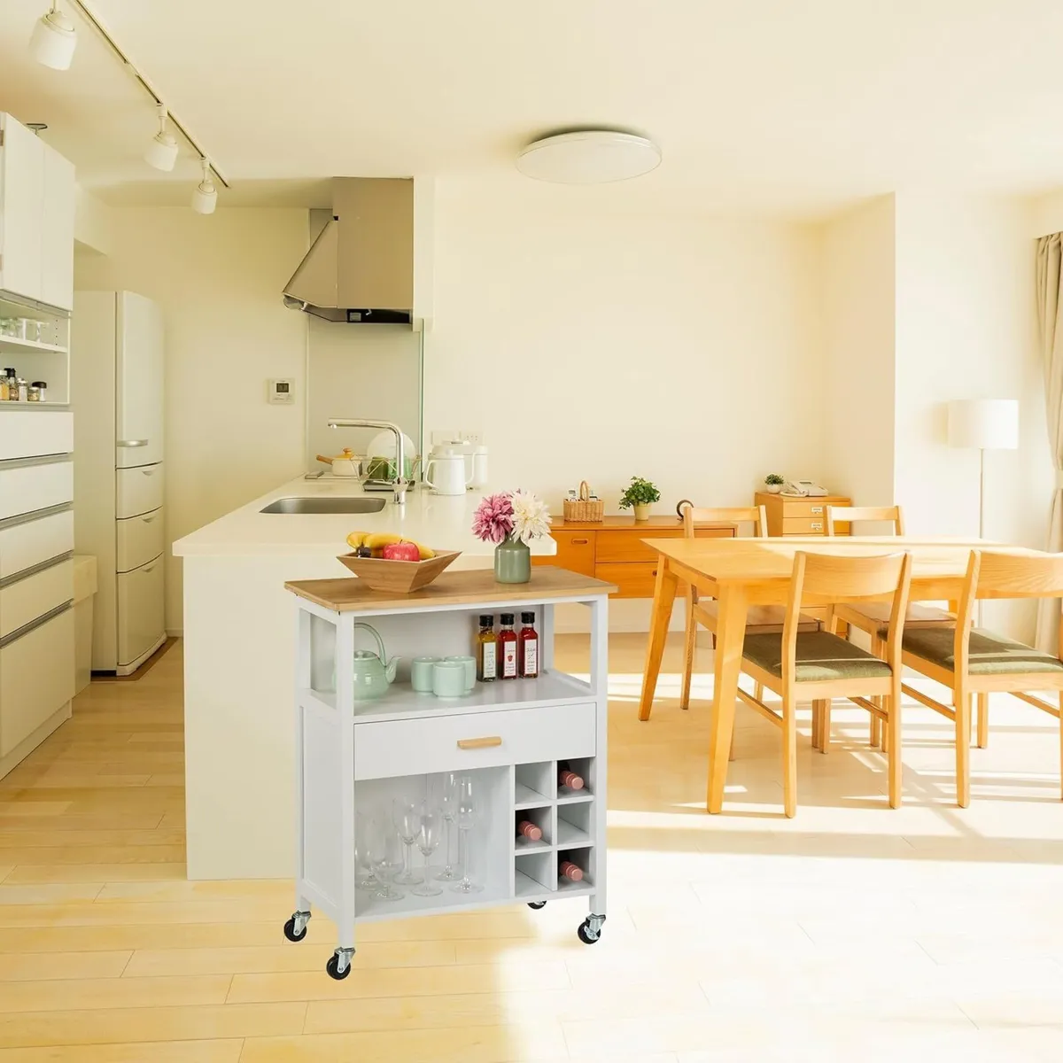 Kitchen Island Cart Wine Rack for 6 Bottles 2 - Image 2