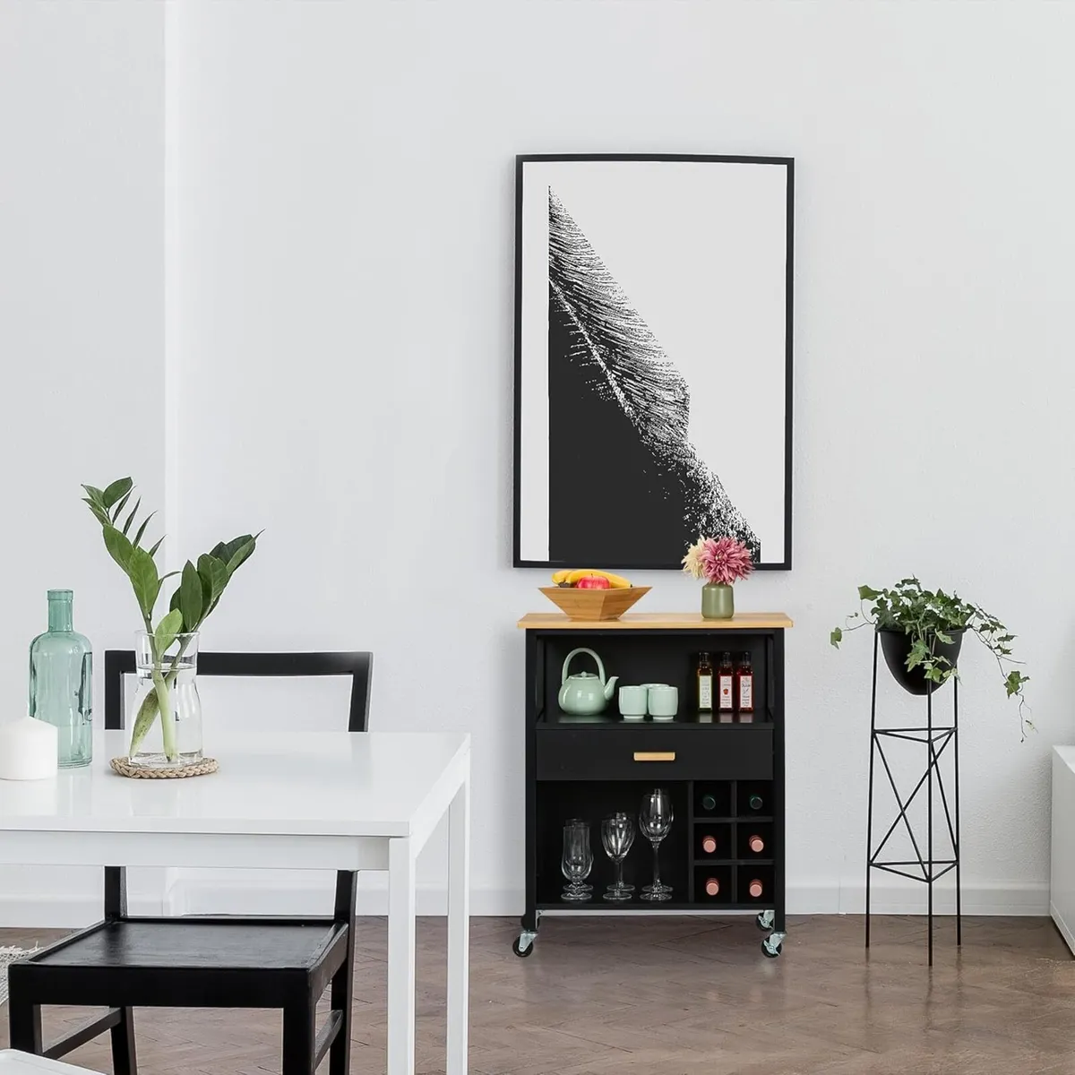 Kitchen Island Cart Wine Rack for 6 Bottles 2 - Image 4