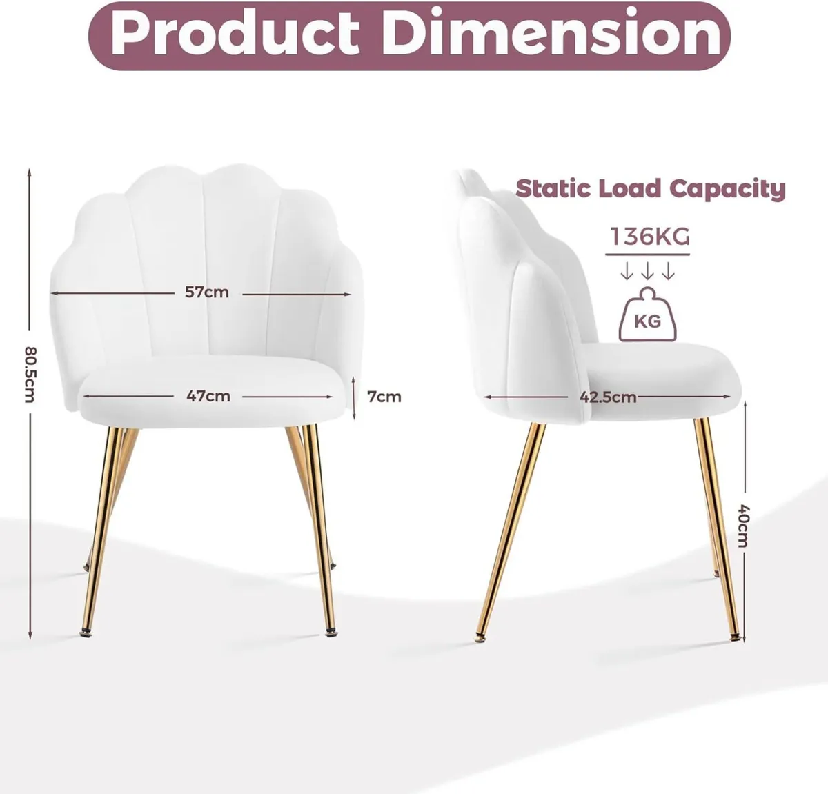 Velvet Shell Chair with Gold Legs Vanity for - Image 2