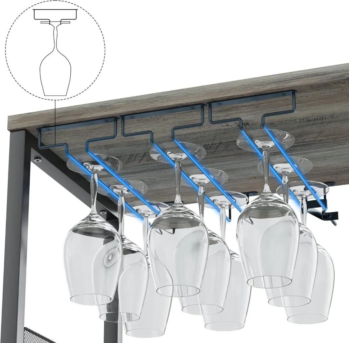 3 Tier Wine Bar Cabinet with Removable Rack and - Image 4