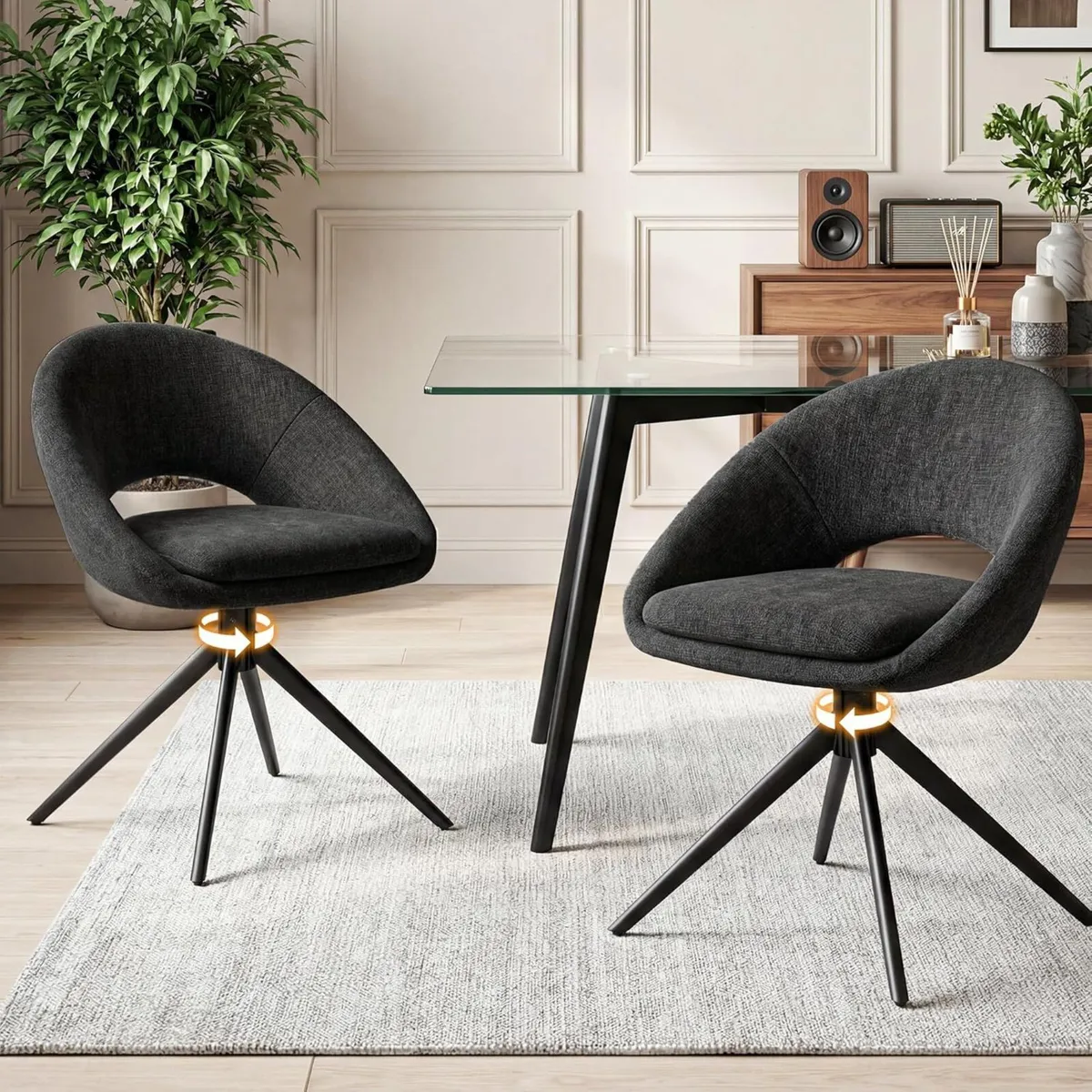 Swivel Tub Chair with Metal Legs Dining Chairs - Image 1