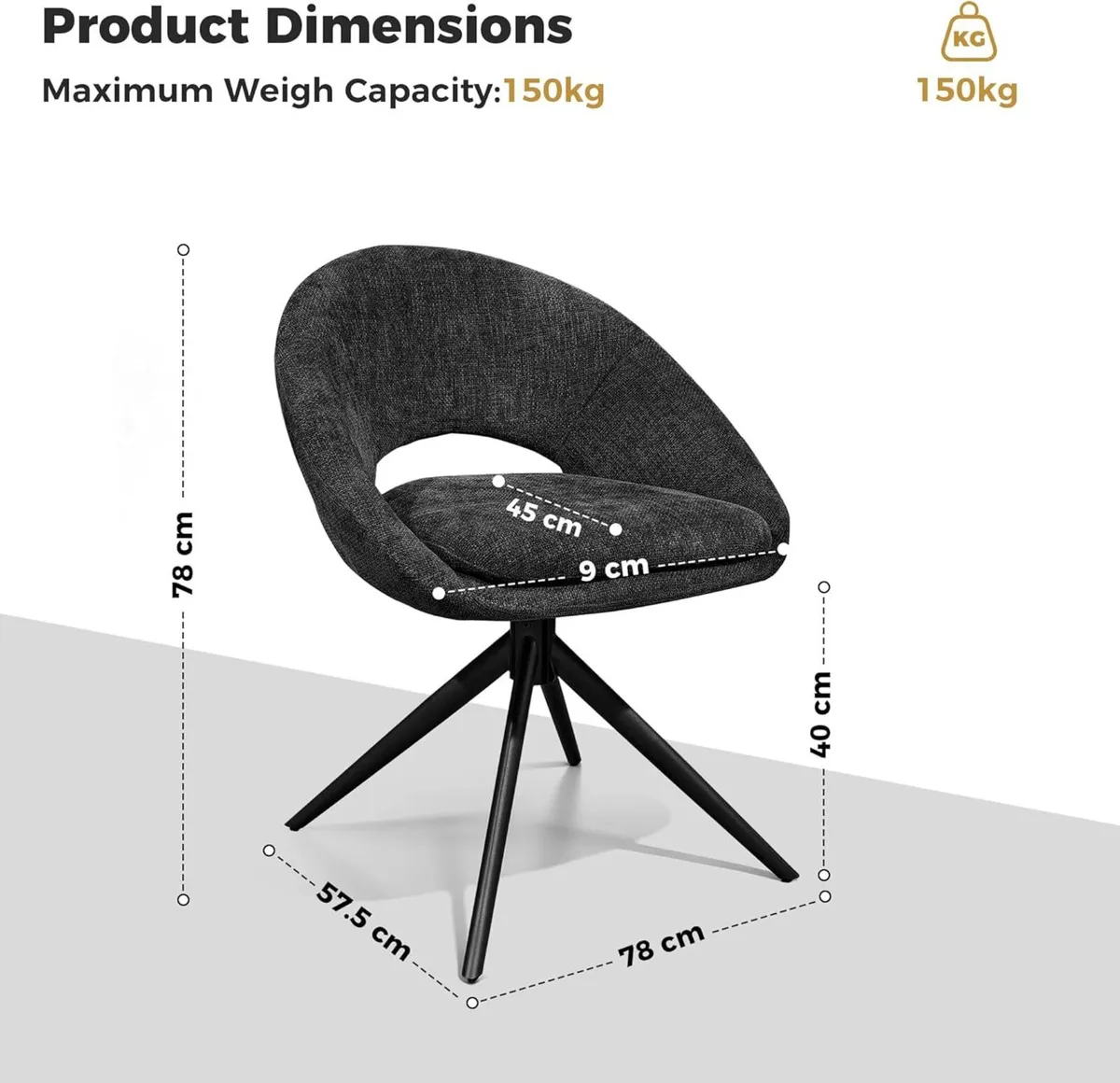 Swivel Tub Chair with Metal Legs Dining Chairs - Image 2
