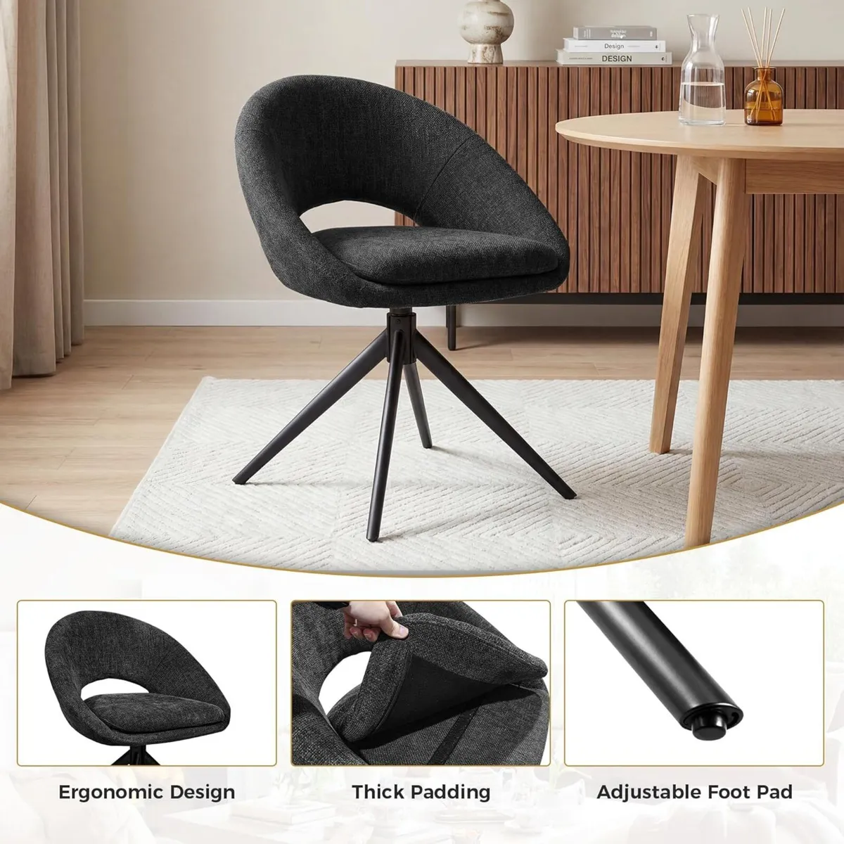 Swivel Tub Chair with Metal Legs Dining Chairs - Image 4