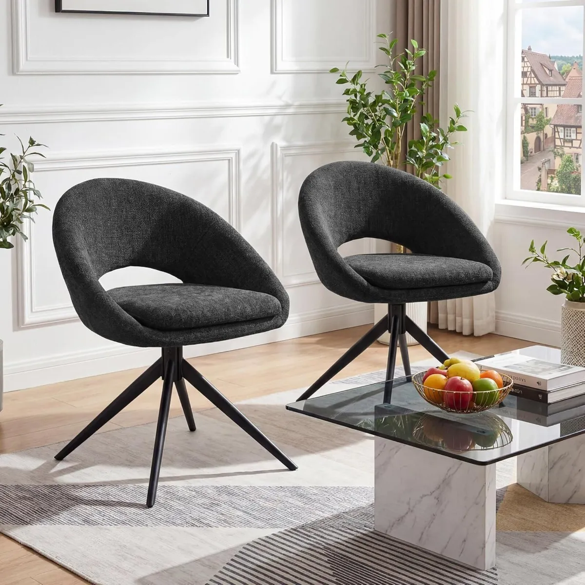 Swivel Tub Chair with Metal Legs Dining Chairs - Image 3