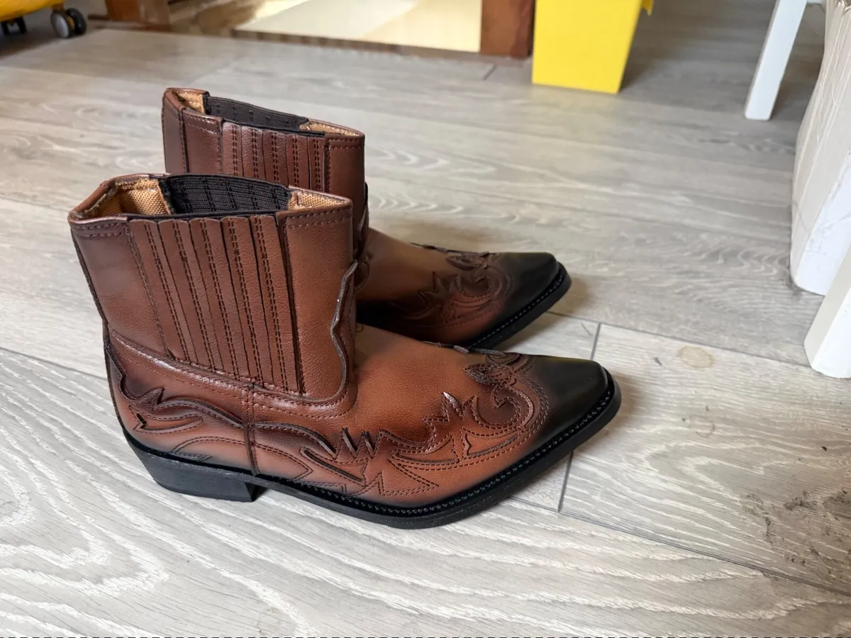 Western Ankle Cowboy Boots – Embroidered - Image 2