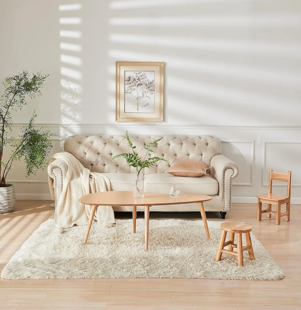 Wooden Oval Coffee Table;Mid Century Modern Side - Image 1