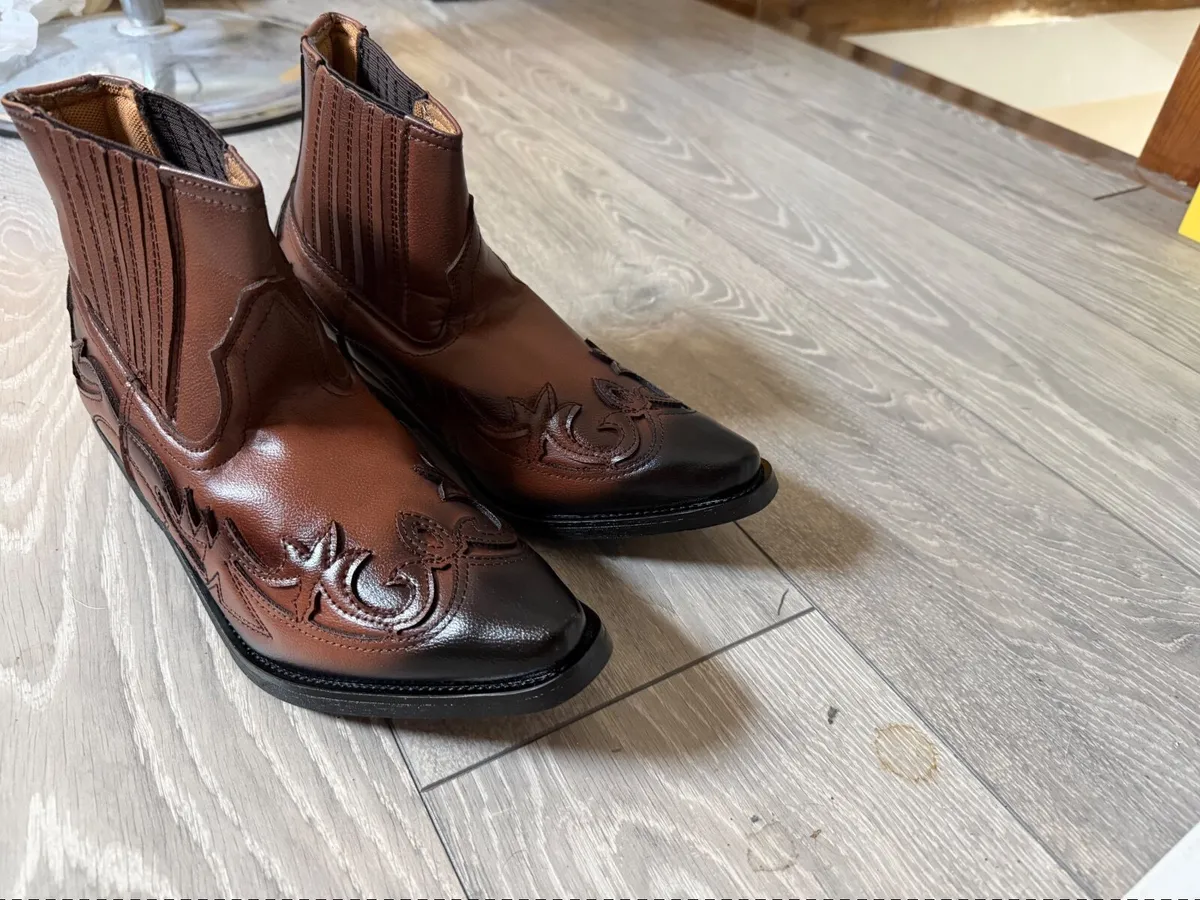 Western Ankle Cowboy Boots – Embroidered - Image 1