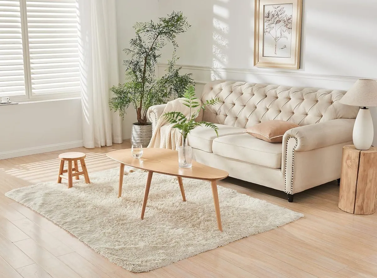 Wooden Oval Coffee Table;Mid Century Modern Side - Image 3