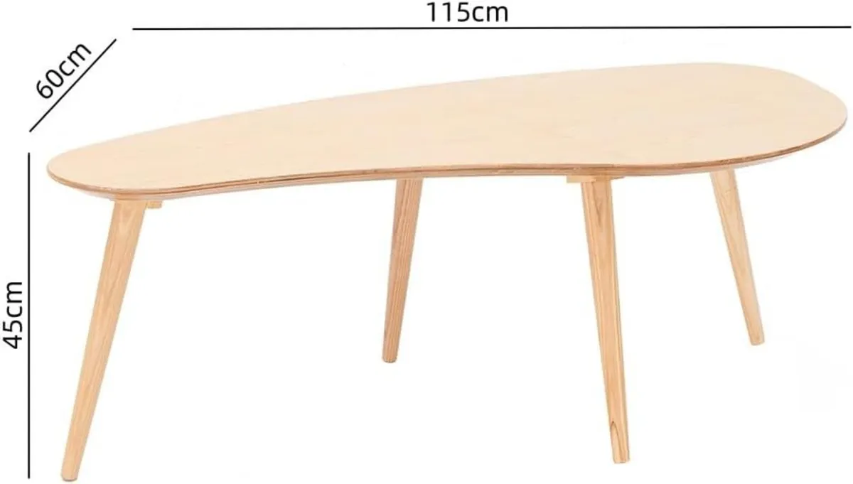 Wooden Oval Coffee Table;Mid Century Modern Side - Image 2