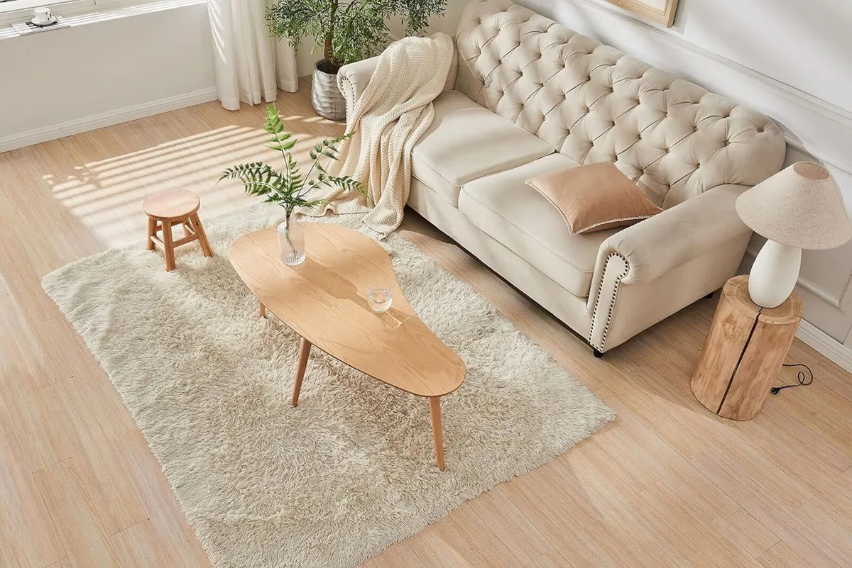 Wooden Oval Coffee Table;Mid Century Modern Side - Image 4