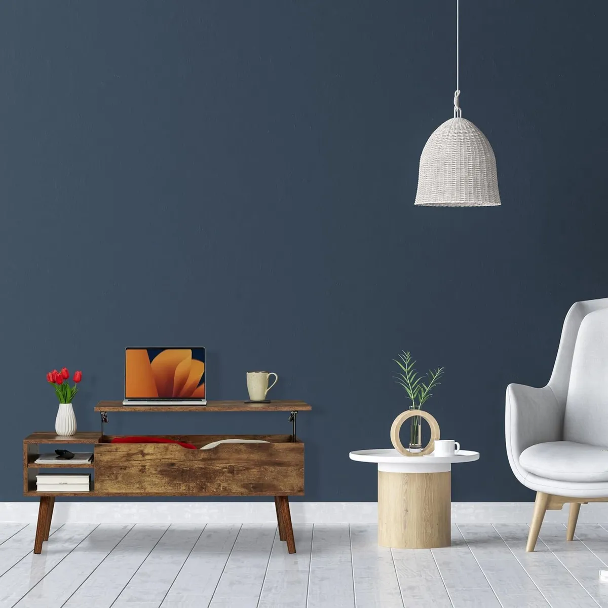 Coffee Table with Lift Top 2 Side Sections - Image 2