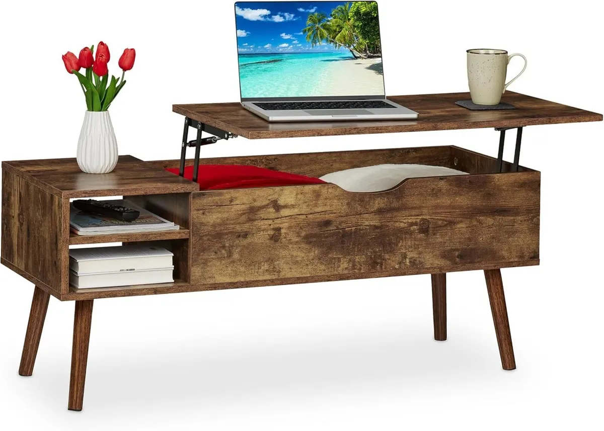 Coffee Table with Lift Top 2 Side Sections - Image 1