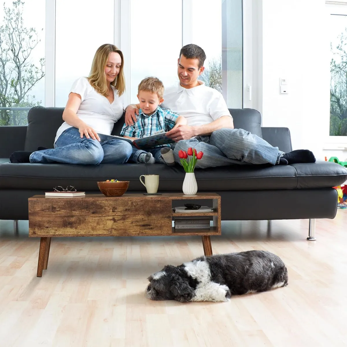 Coffee Table with Lift Top 2 Side Sections - Image 4