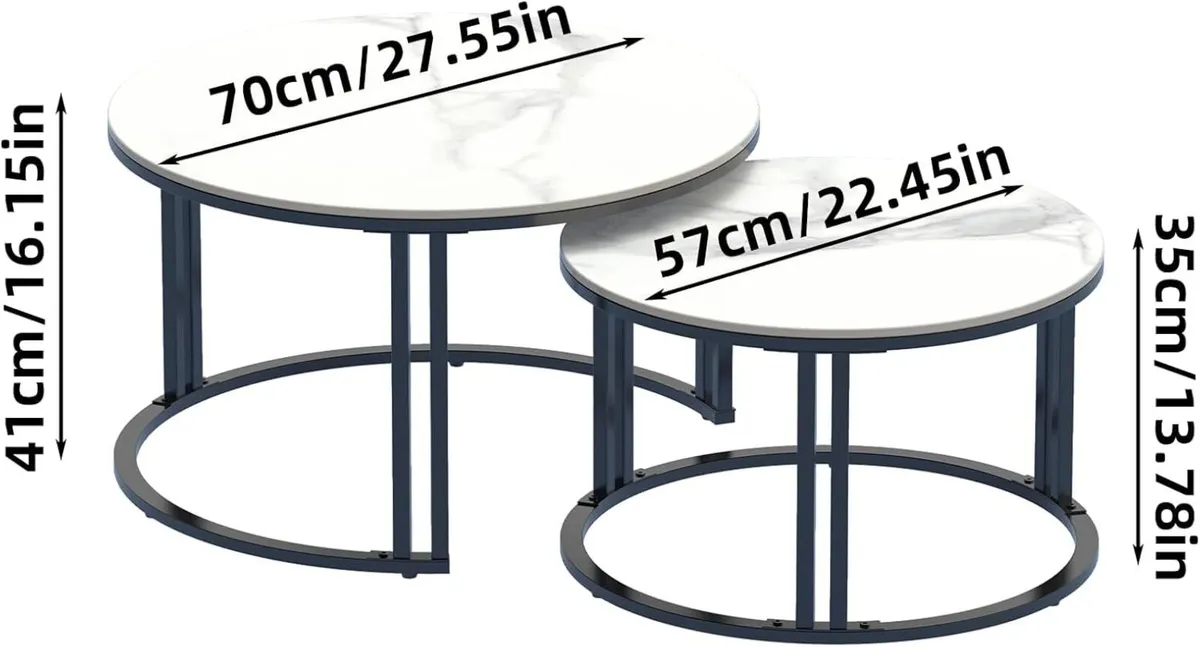 Round Coffee Table Nest Tables - Nesting Set of 2 - Image 2