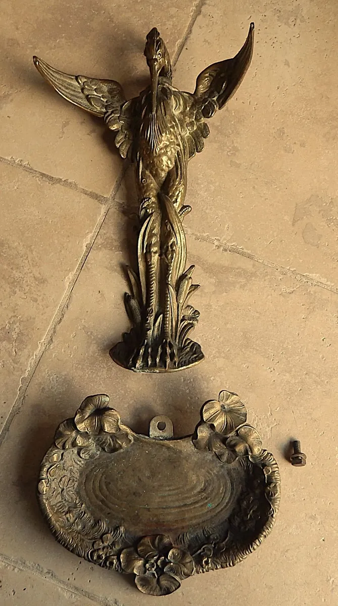 Vintage Rare Solid Brass Heron Umbrella Stand - Image 4