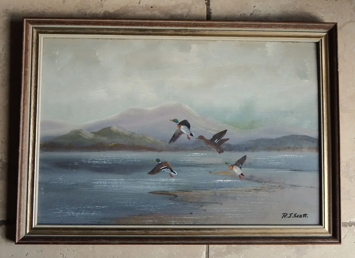 Large Signed Oil on Board Painting by R. J. Scott - Image 1