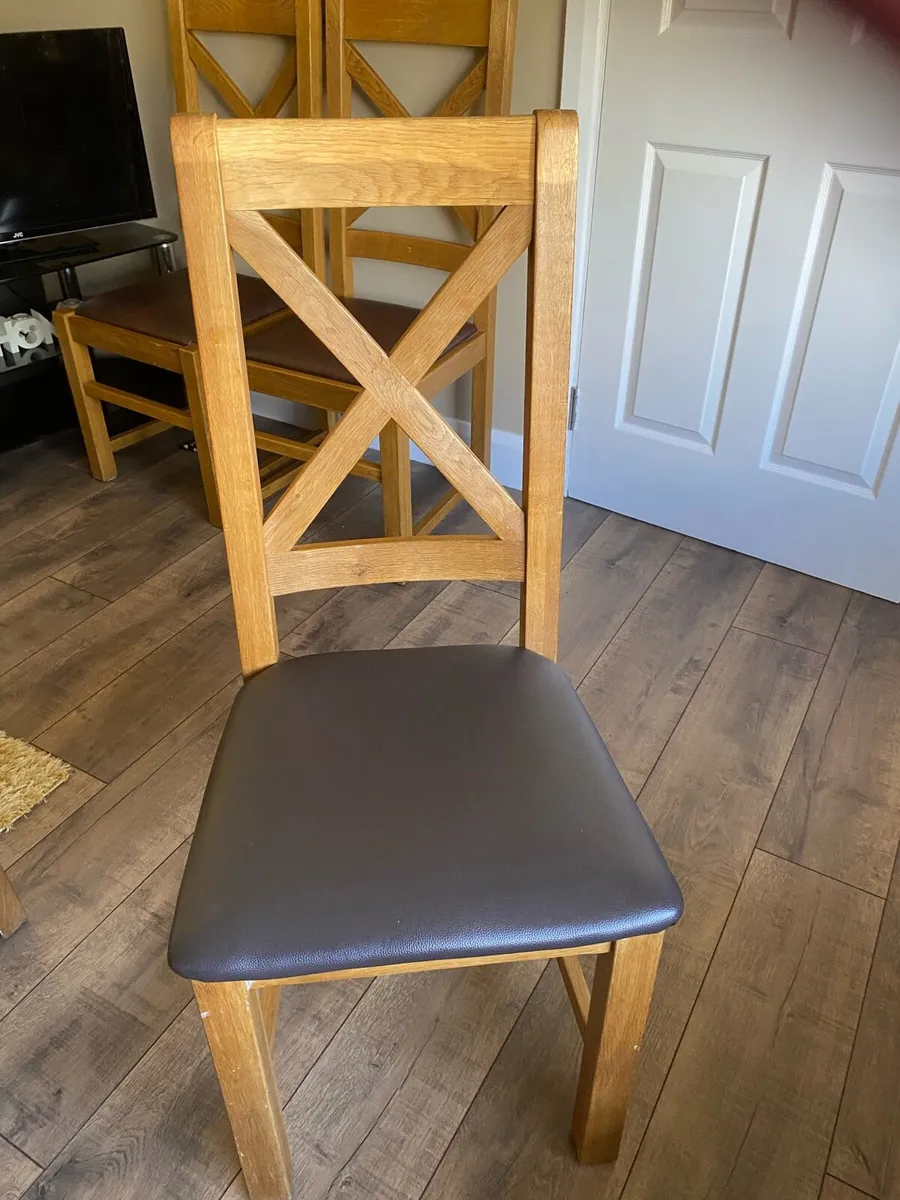 Solid Oak Dining Chairs - Image 1