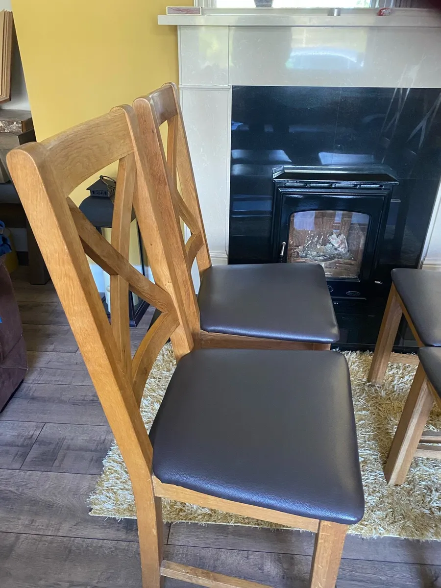 Solid Oak Dining Chairs - Image 2