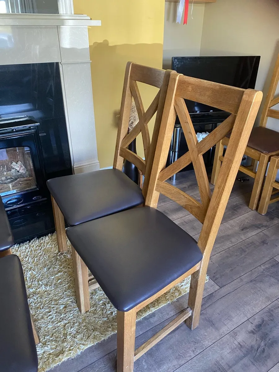Solid Oak Dining Chairs - Image 3