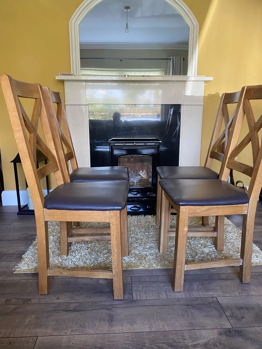 Solid Oak Dining Chairs - Image 4