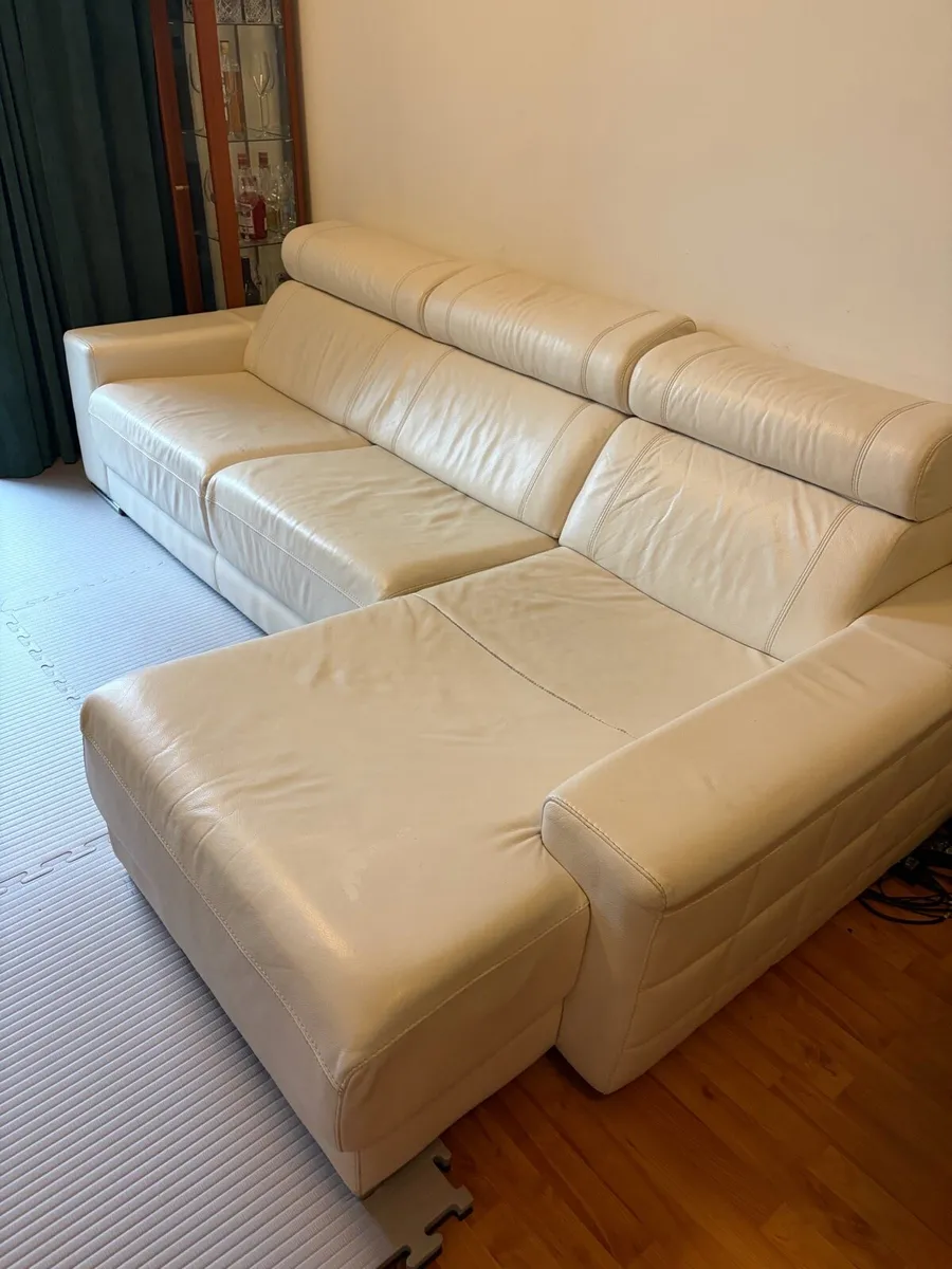 Cream Sofa Leather - Image 1