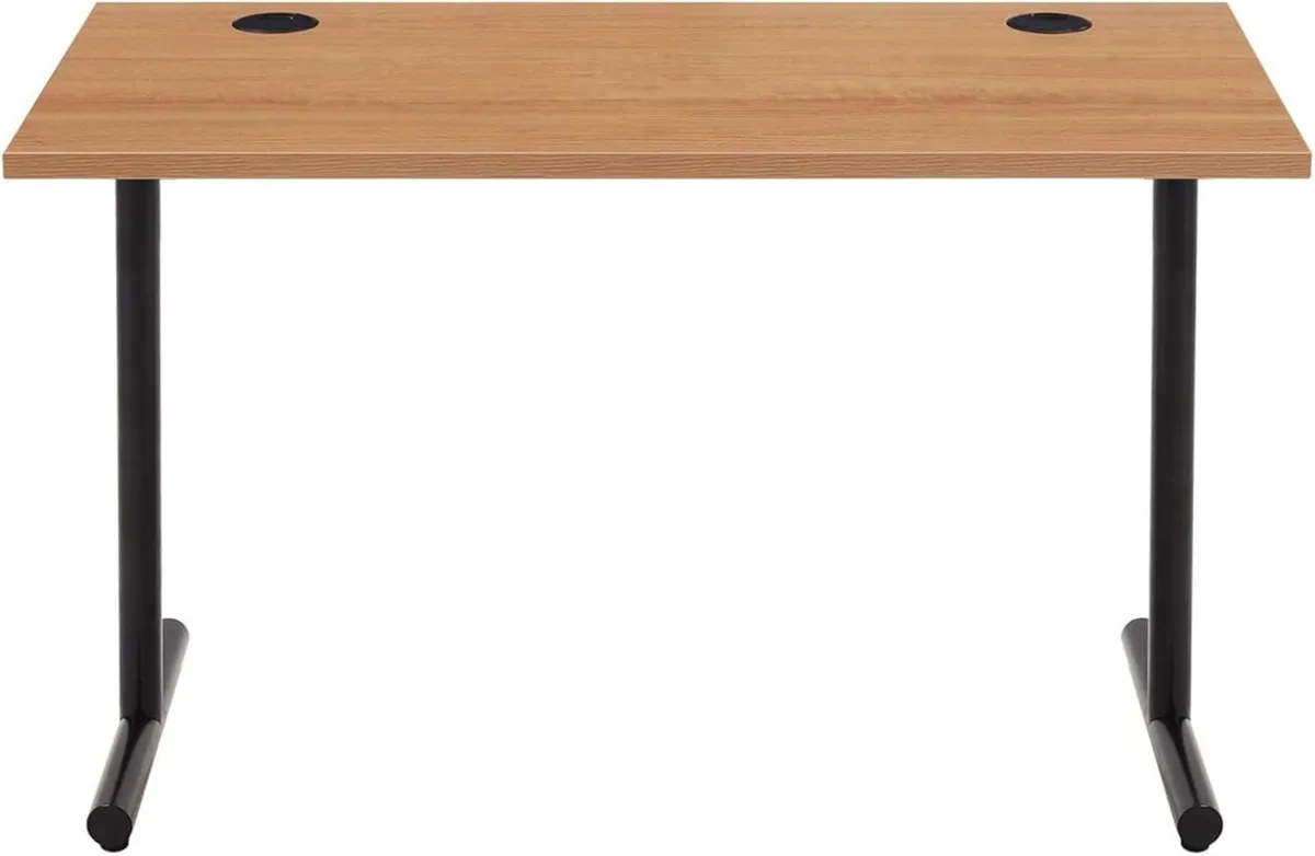 Office Computer Desk Beech Desktop and Black - Image 1