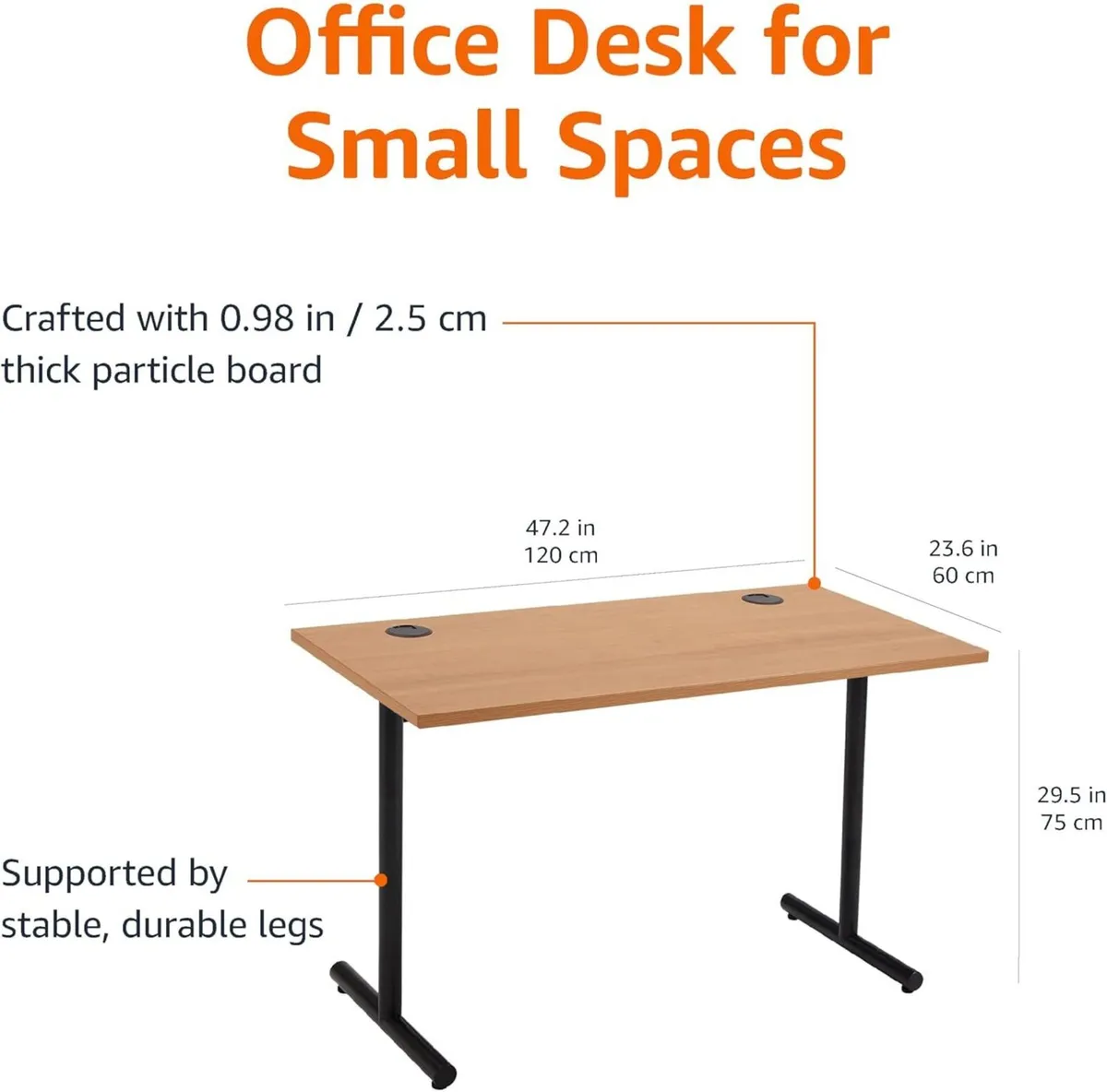 Office Computer Desk Beech Desktop and Black - Image 2