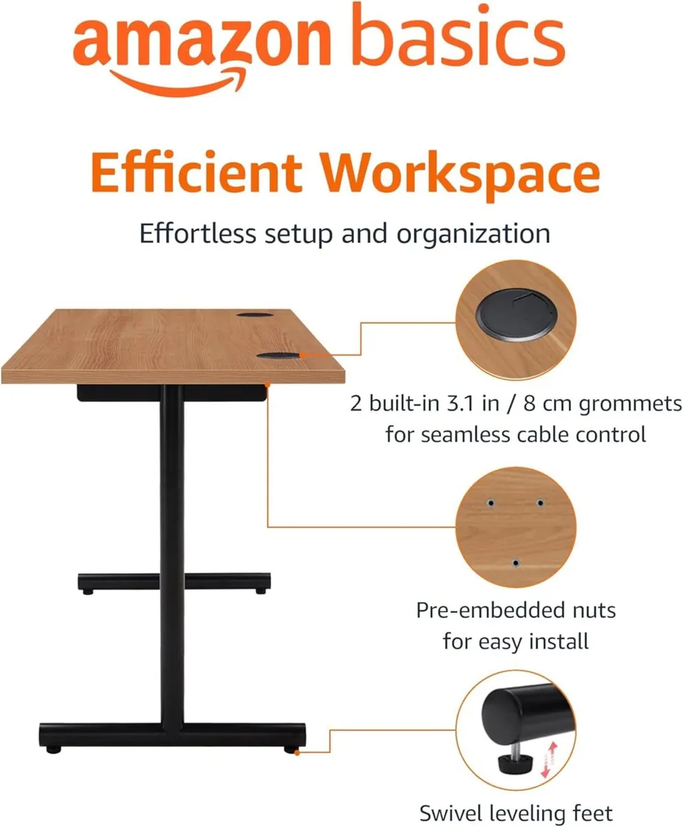 Office Computer Desk Beech Desktop and Black - Image 4