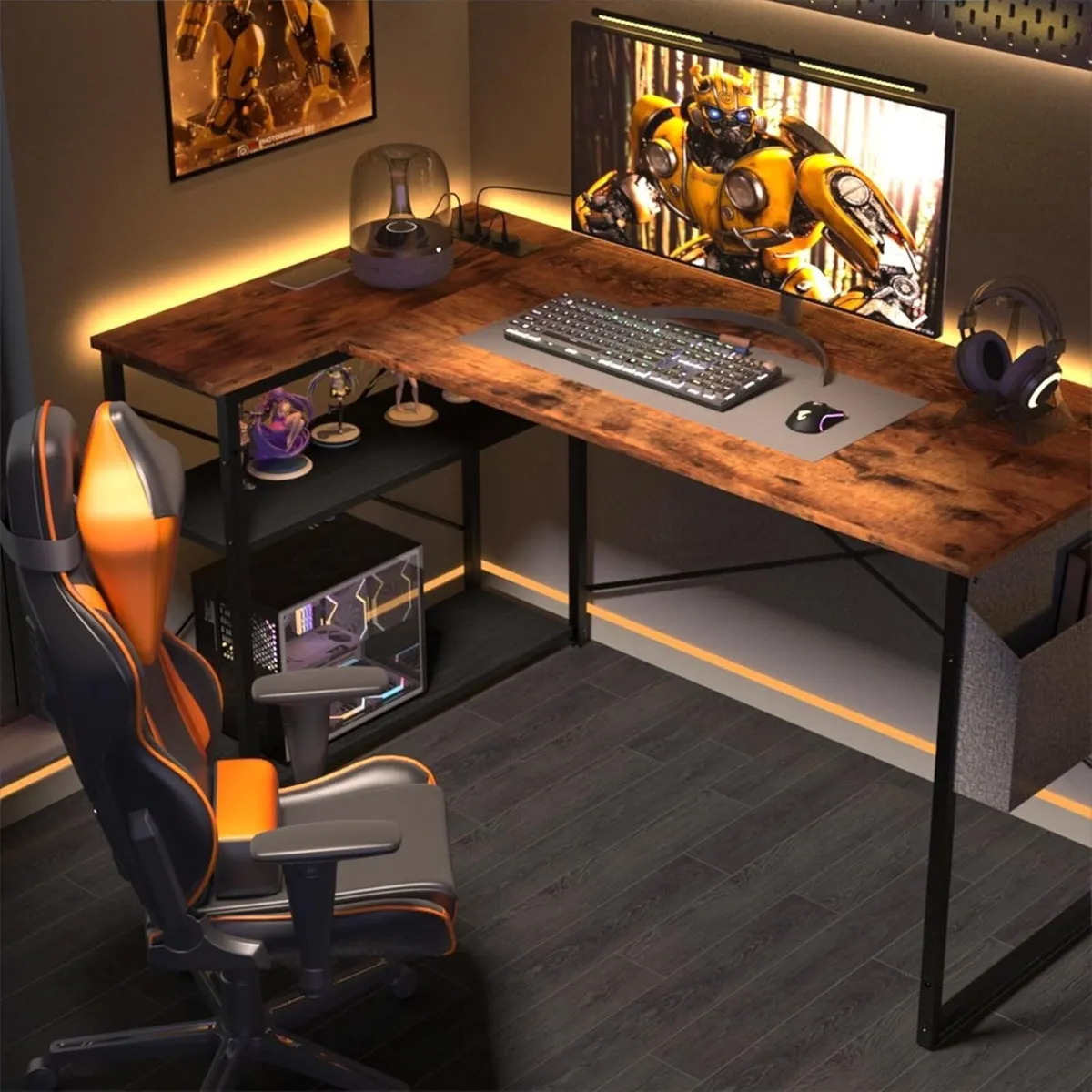 Small L Shaped Desk with Power Outlets - 100x70 - Image 2