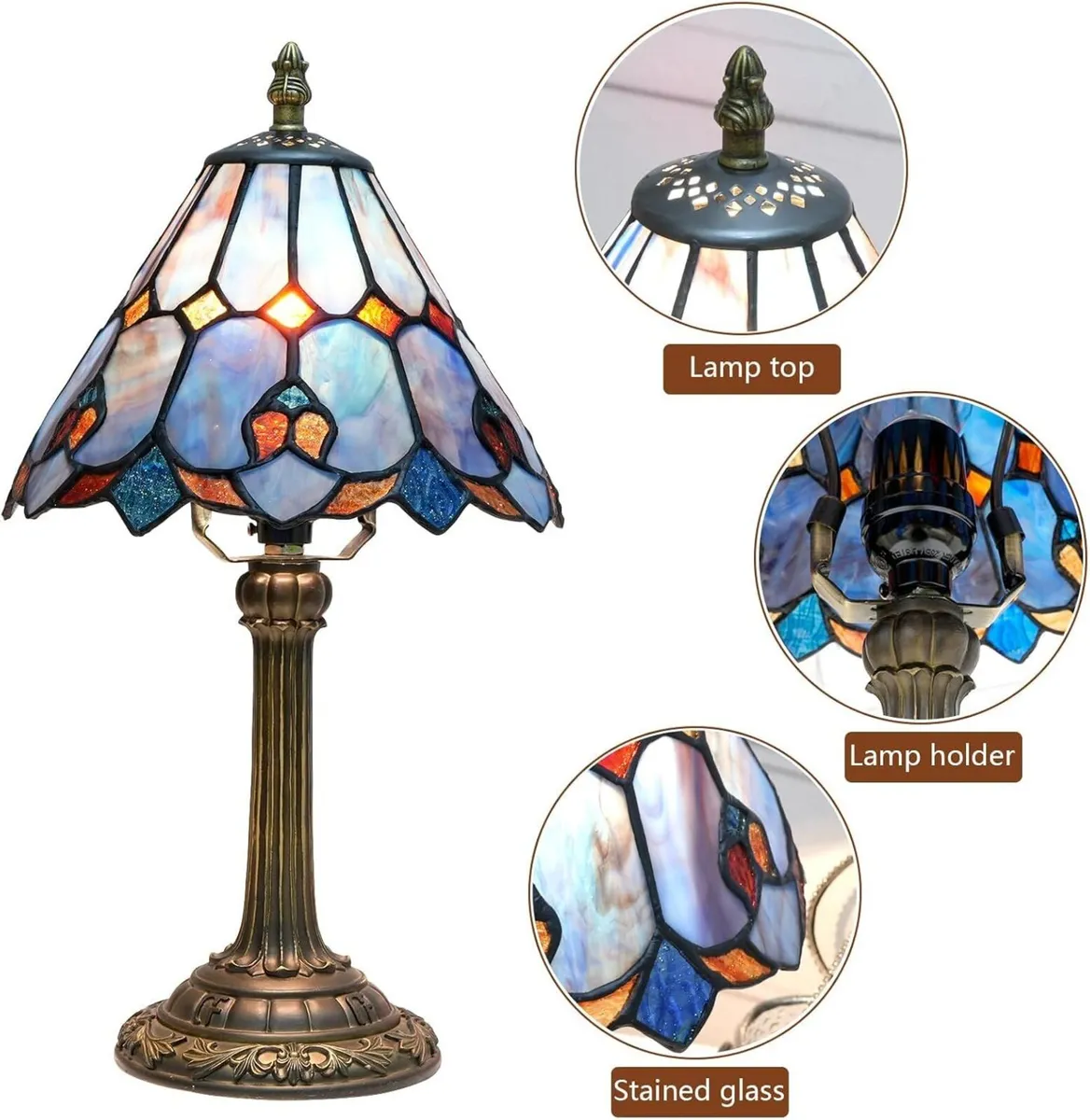 Tiffany Lamp Stained Glass Small Bedside Table - Image 2