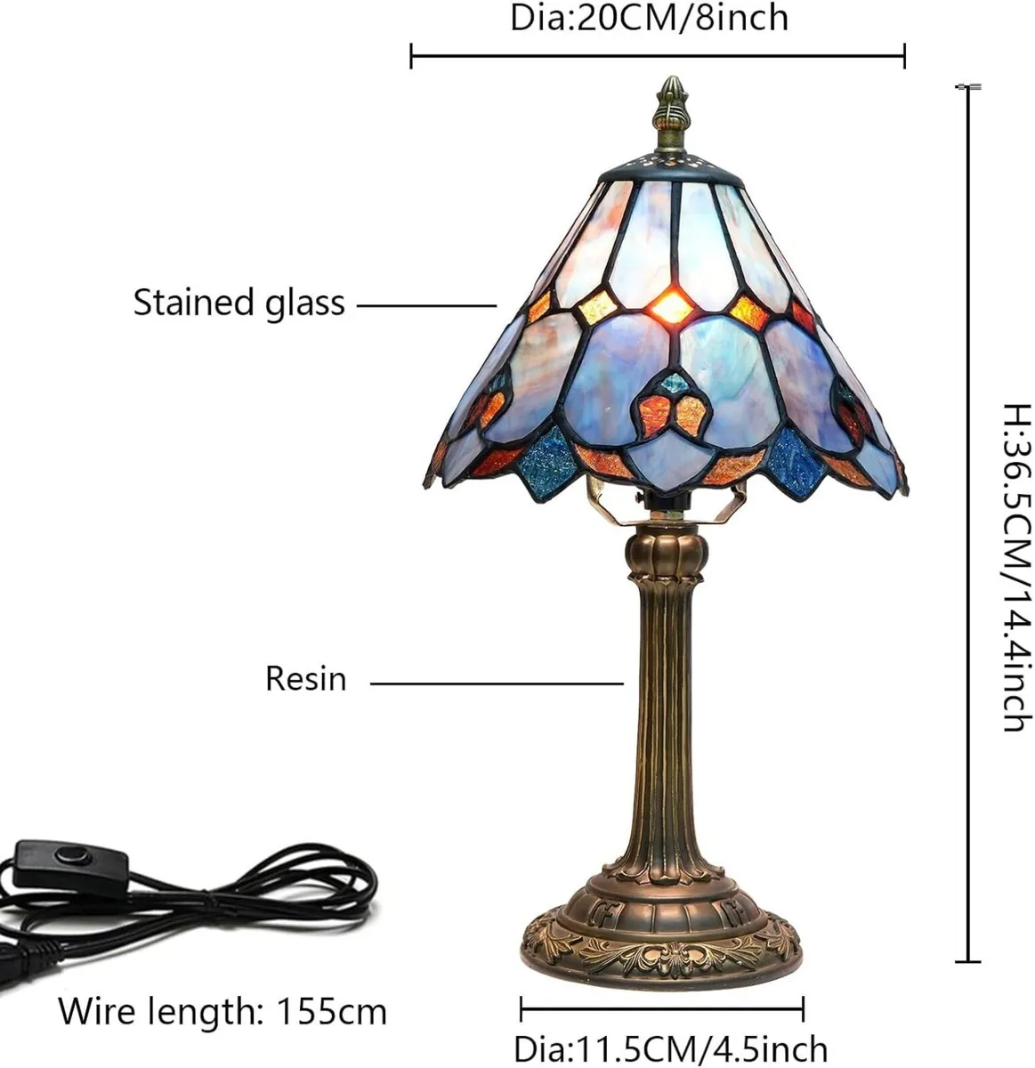 Tiffany Lamp Stained Glass Small Bedside Table - Image 3