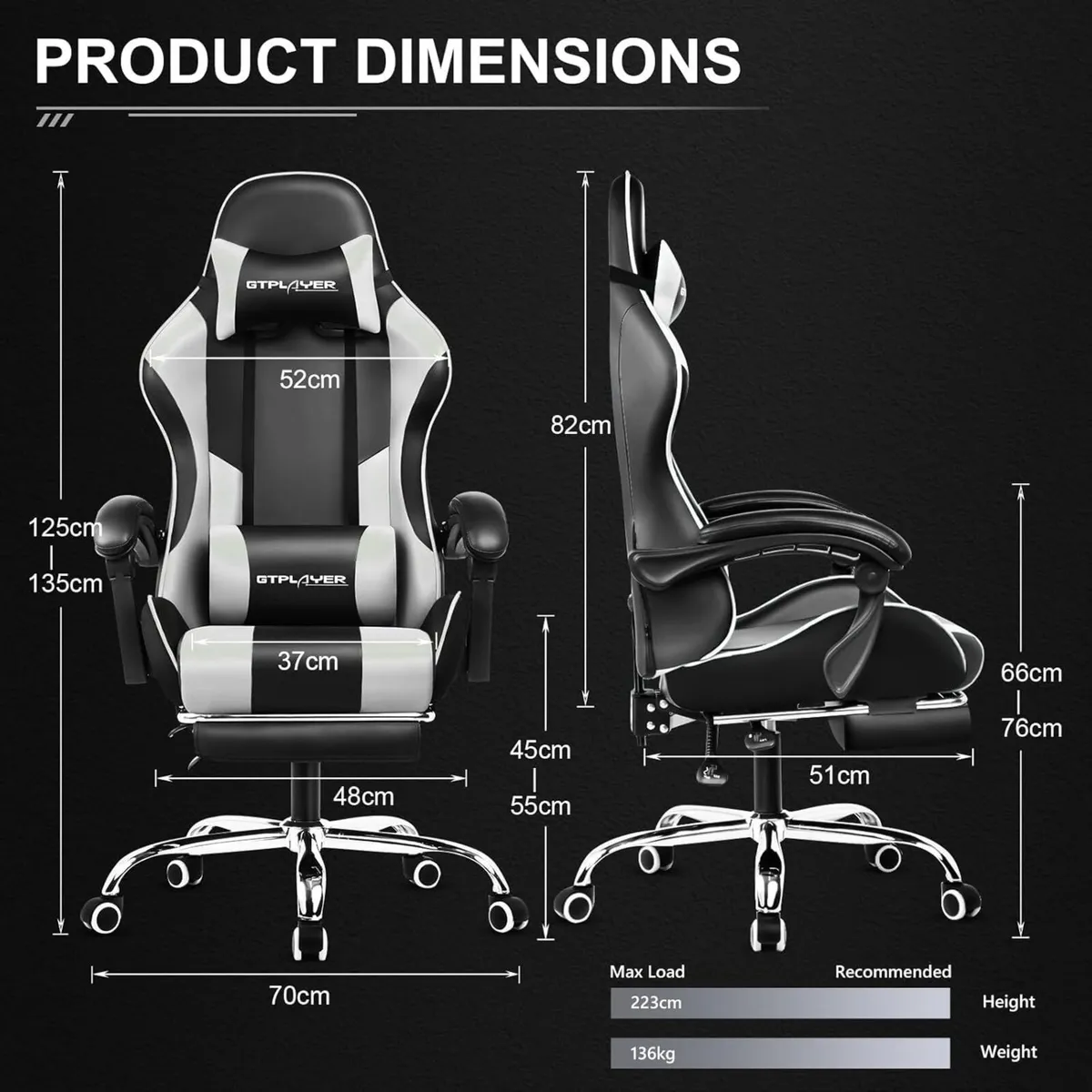 Gaming Chair Massage Computer Chairs with - Image 3