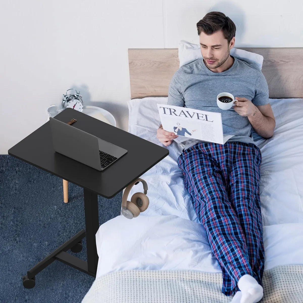 Mobile Standing Desk Pneumatic Adjustable Height - Image 2