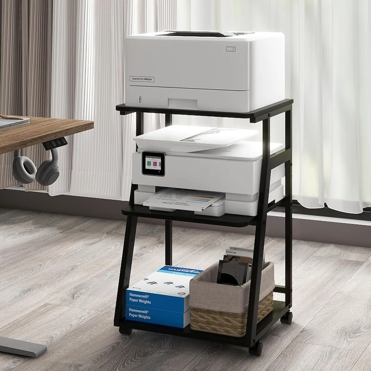 50x40x75cm 3 Tier Printer Table with Storage - Image 1