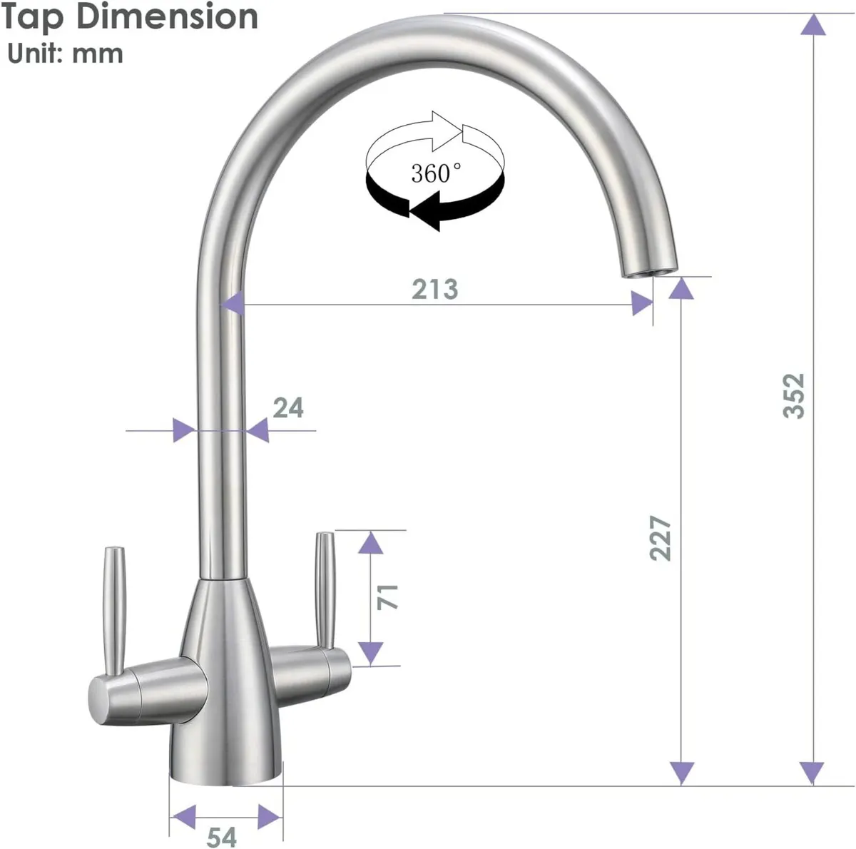 Kitchen Tap Stainless Steel Sink Mixer Taps - Image 2
