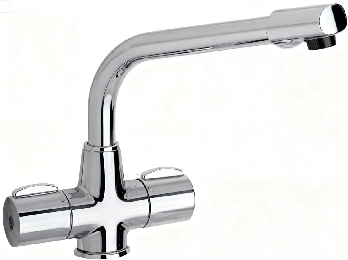 Kitchen Sink Mixer Tap with Swivel Spout Twin - Image 4