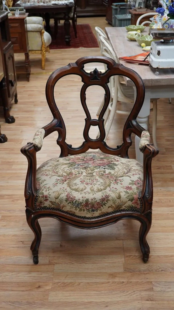 19th Century French Walnut Armchair - Image 2