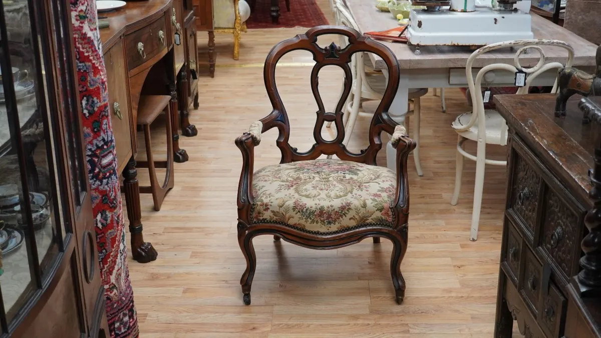 19th Century French Walnut Armchair - Image 1