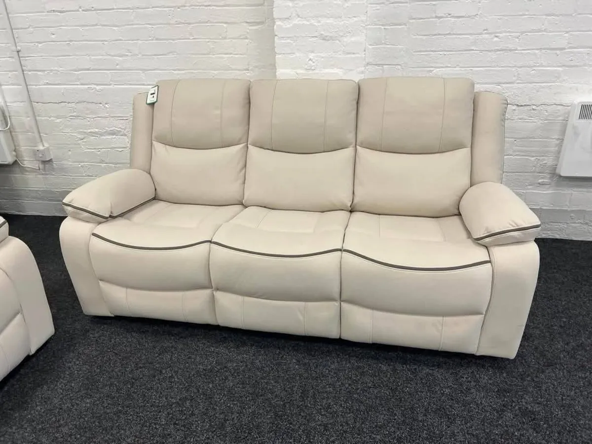Chole 3+2 Cream Fabric Recliner Sofa Set - Image 2