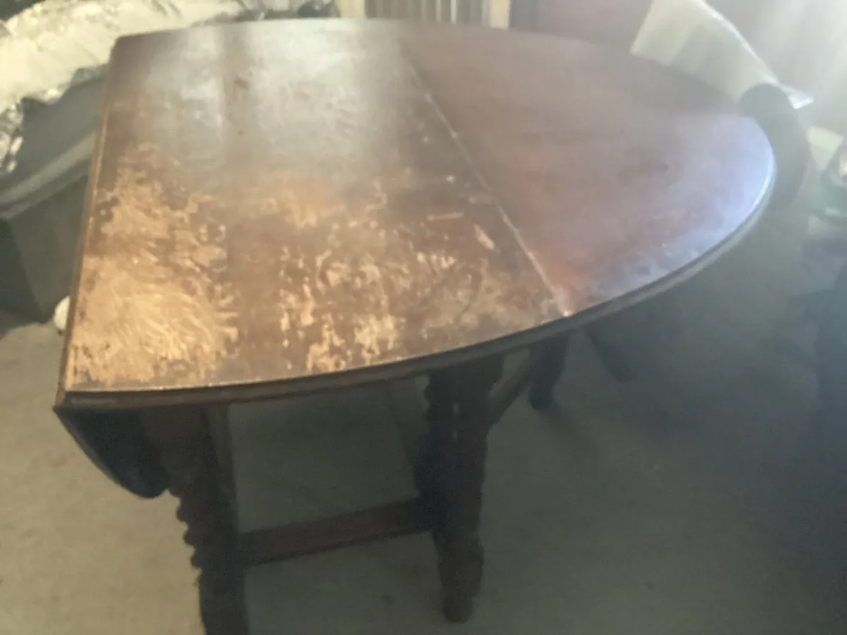 Mahogany leaf dining table antique - Image 4